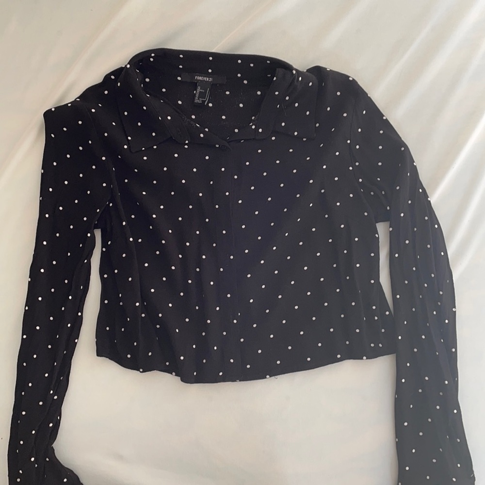 Polkadot long sleeve collared shirt